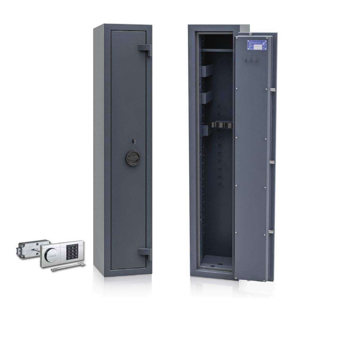 Waffenschrank Luzern WF 3S - 1500x300x300 / 102kg 55629 / Klasse 0 / RAL7024 / Elektr. B90_Rev. / DIN R