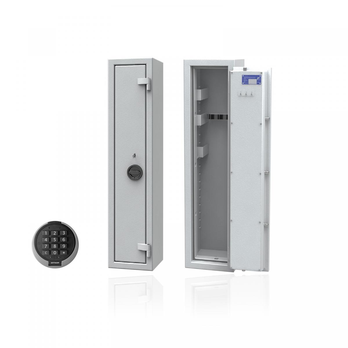 Waffenschrank Luzern WF 0 - 1250x300x300 / 89kg 55630 / Klasse 0 / RAL7035 / PRIMOR 3000 Elektronik / DIN R