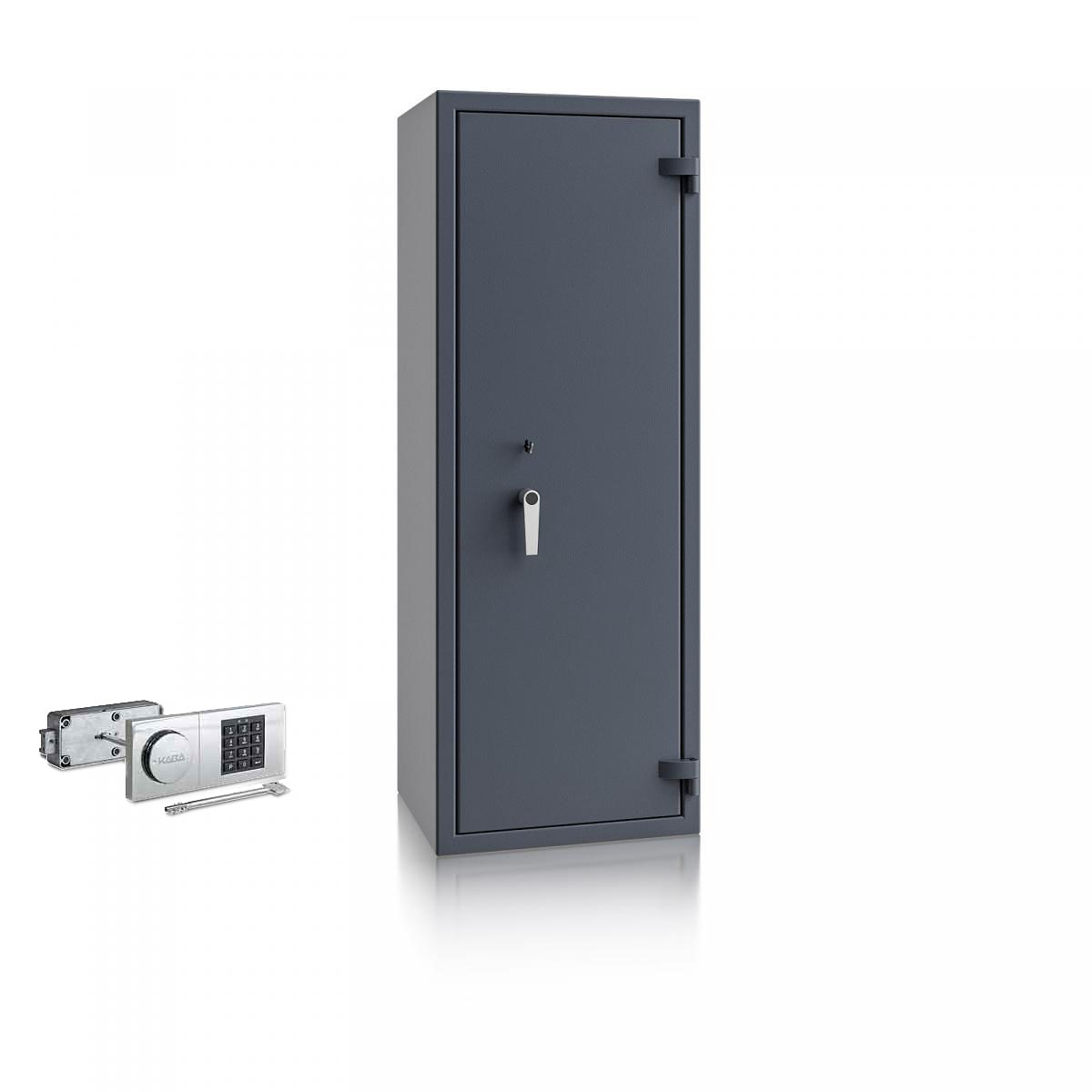 Waffenschrank Luzern WF MAX 1 - 1500x550x450 / 175kg 55631 / Klasse 0 / RAL7024 / Elektr. B90_Rev. / DIN R / ohne Trennw.