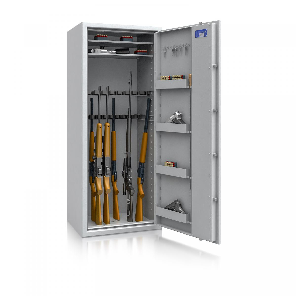 Waffenschrank Luzern WF MAX 4 - 1600x655x500 / 232kg 55634 / Klasse 0 / RAL7035 / Schlüssel / DIN R / ohne Trennw.