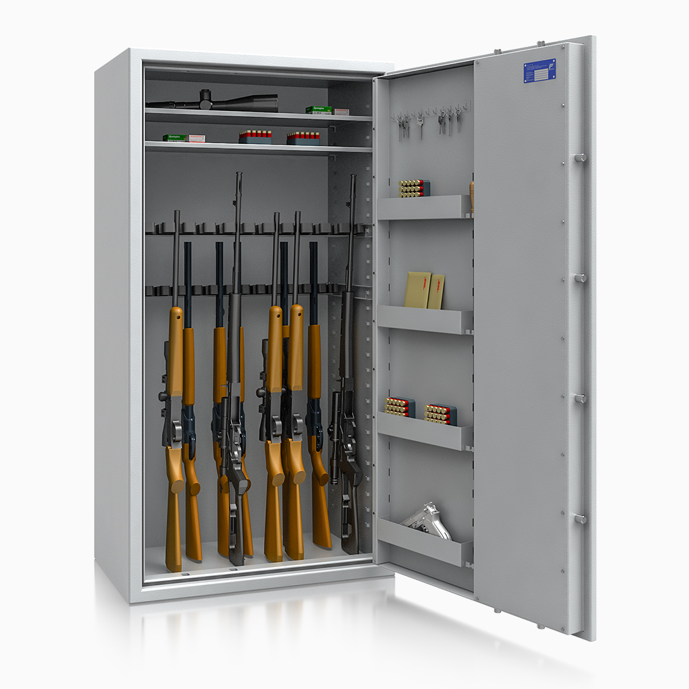 Waffenschrank Luzern WF MAX 5 - 1600x850x500 / 280kg 55636 / Klasse 0 / RAL7035 / DIN R / ohne Trennw.