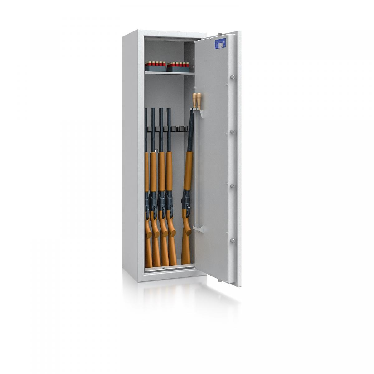 Waffenschrank Luzern WF 4 - 1500x450x350 / 145kg 55648 / Klasse 0 / RAL7035 / Schlüssel / DIN R
