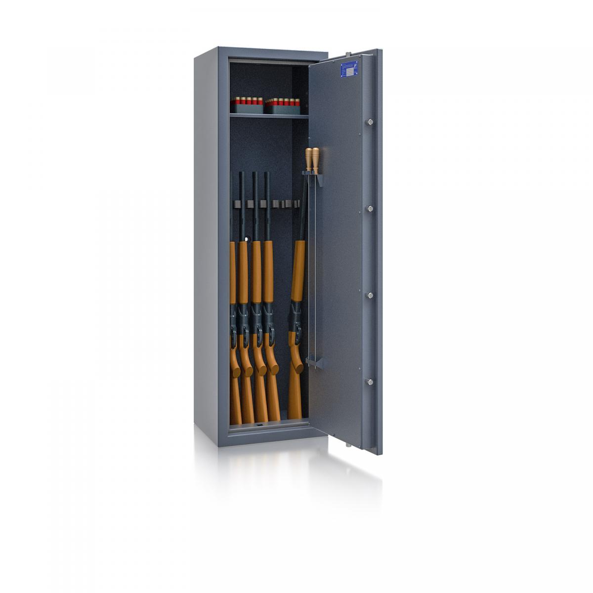 Waffenschrank Luzern WF 4 - 1500x450x350 / 145kg 55648 / Klasse 0 / RAL7024 / Schlüssel / DIN R