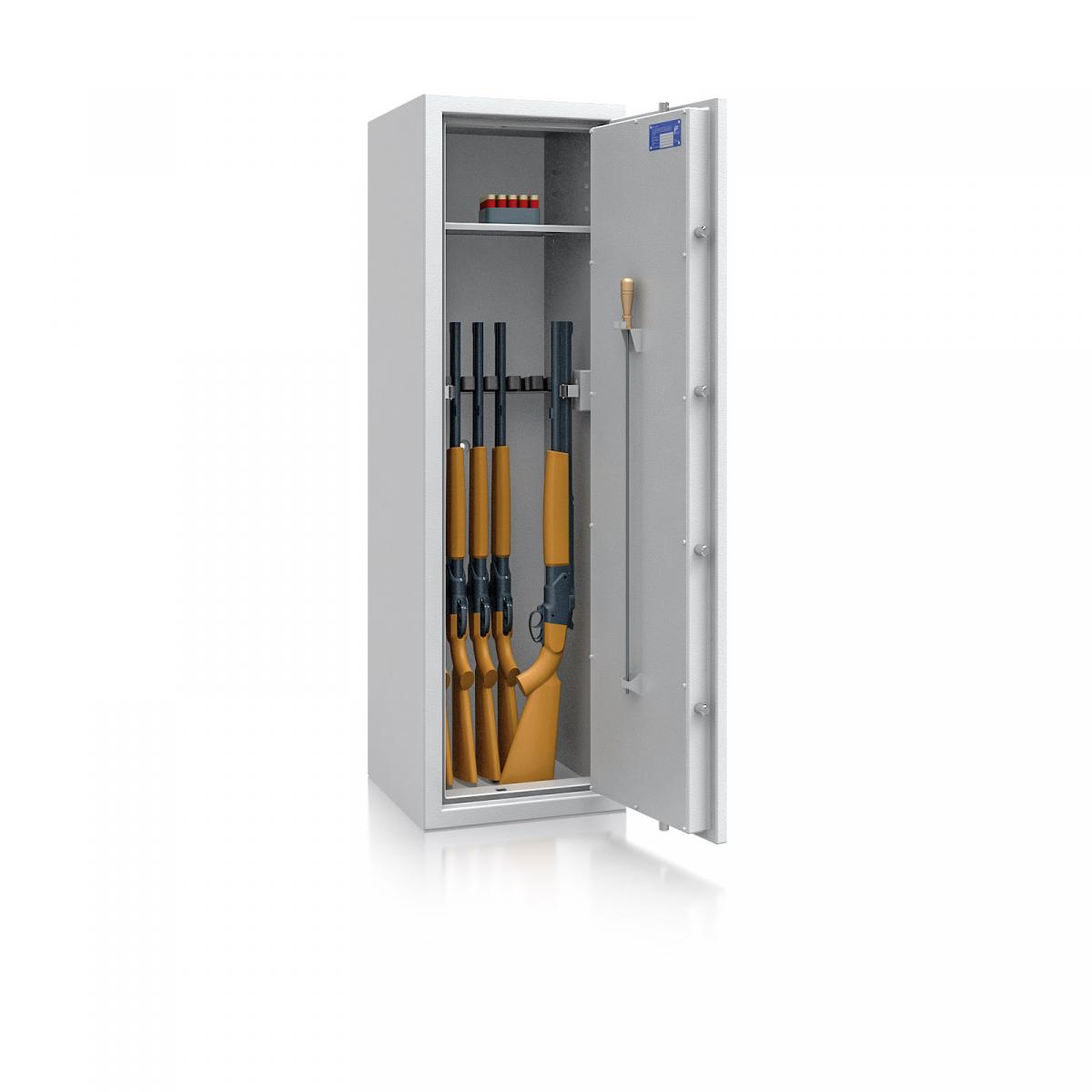 Waffenschrank Luzern WF 5 - 1500x450x450 / 165kg 55649 / Klasse 0 / RAL7035 / Schlüssel / DIN R