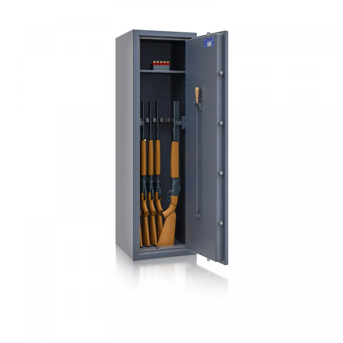 Waffenschrank Luzern WF 5 - 1500x450x450 / 165kg 55649 / Klasse 0 / RAL7024 / Schlüssel / DIN R