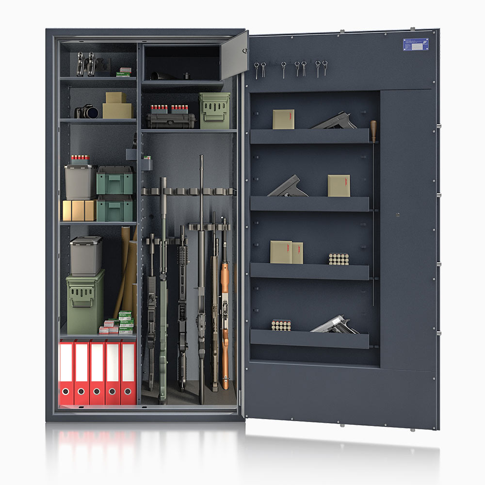 Waffenschrank St. Gallen WF Super Kombi 1800-6 (564005.53.06) 400kg/ 18 WH/ IT / RAL 7024/ 1850x940x560