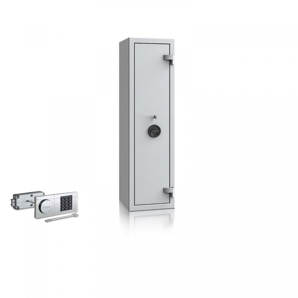 Waffenschrank St. Gallen WF 1 - 1250x350x350 / 109kg 56470 / Klasse I / RAL7035 / B90 Elektr.+Notschloss / DIN R
