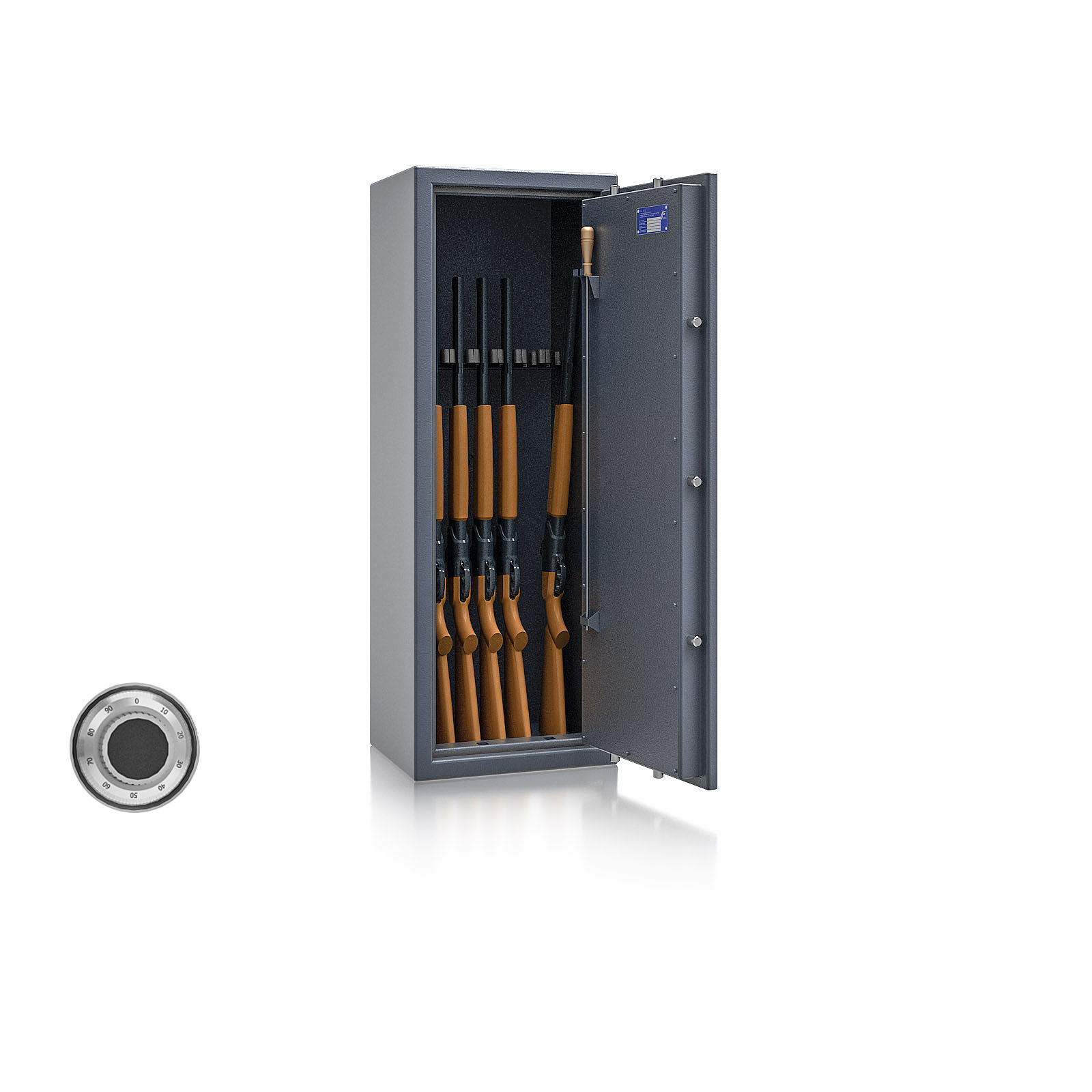 Waffenschrank St. Gallen WF 2 - 1250x450x350 / 109kg 56471 / Klasse I / RAL7024 / mech.ZK / DIN R