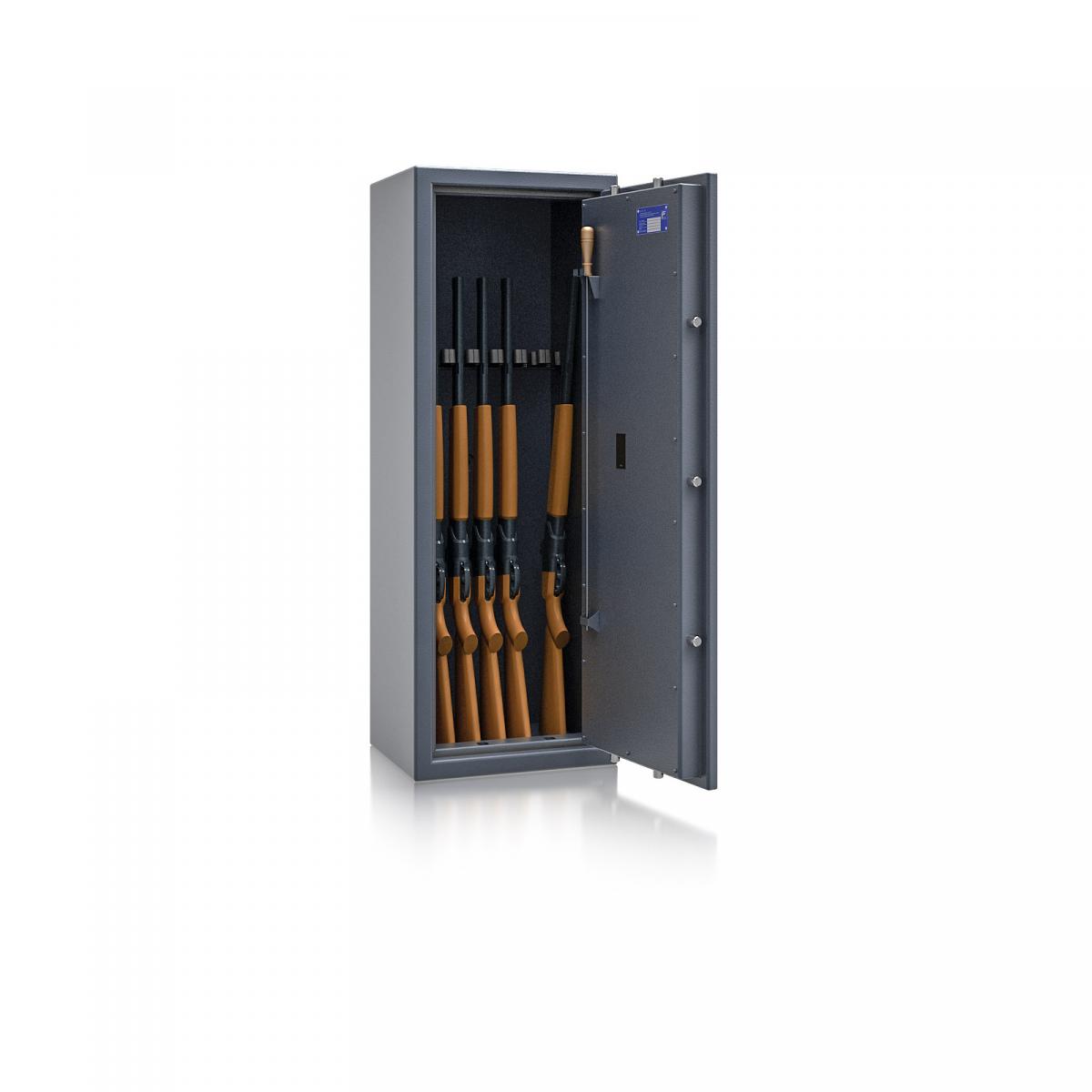 Waffenschrank St. Gallen WF 2 - 1250x450x350 / 109kg 56471 / Klasse I / RAL7024 / Elektr. Basic / DIN R