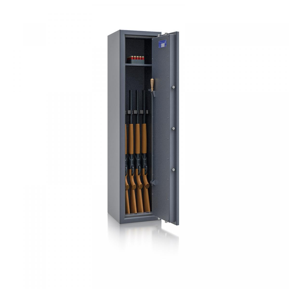 Waffenschrank St. Gallen WF 3 - 1500x350x350 / 131kg 56472 / Klasse I / RAL7024 / Elektr. Business / DIN R