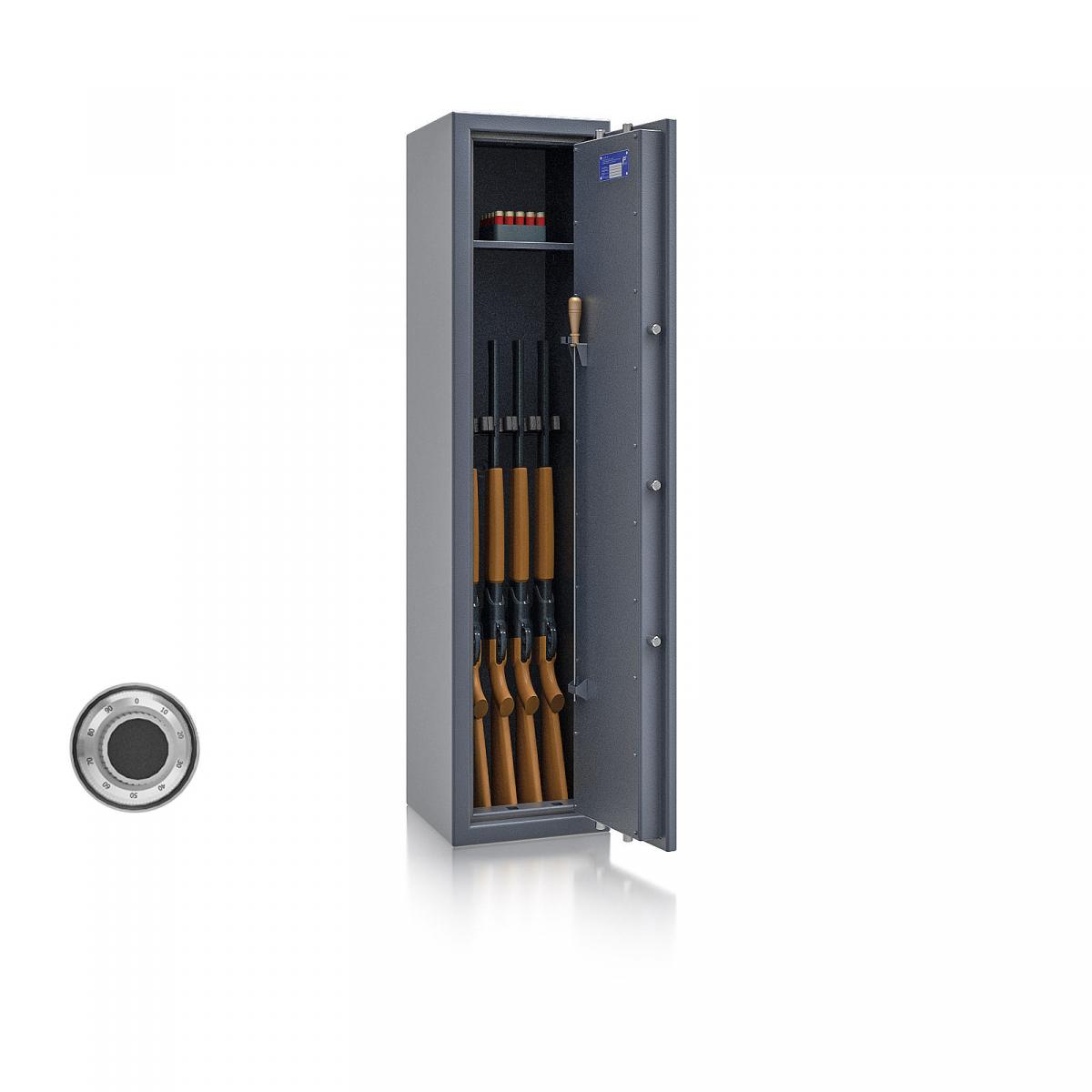 Waffenschrank St. Gallen WF 3 - 1500x350x350 / 131kg 56472 / Klasse I / RAL7024 / mech.ZK / DIN R