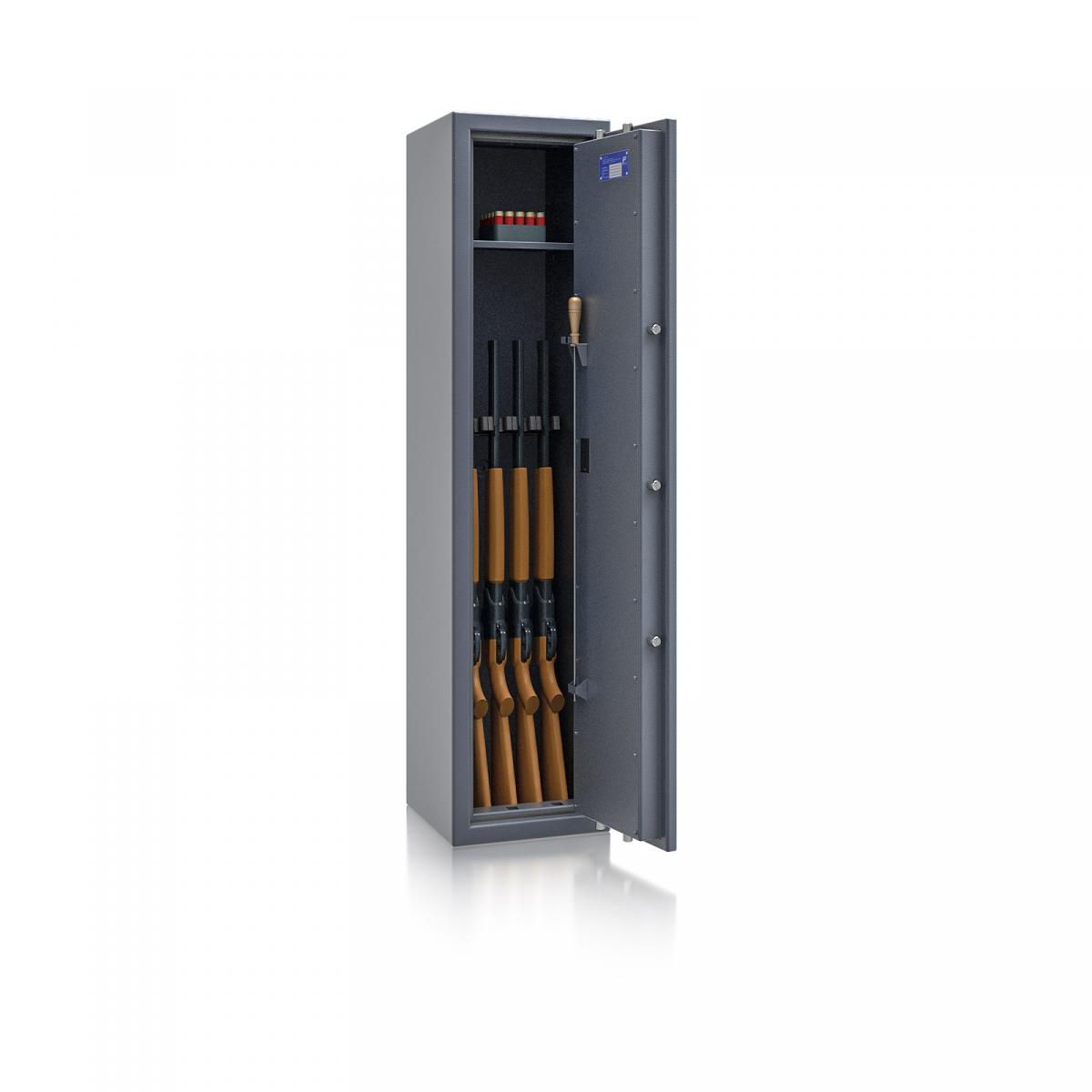 Waffenschrank St. Gallen WF 3 - 1500x350x350 / 131kg 56472 / Klasse I / RAL7024 / Elektr. Basic / DIN R