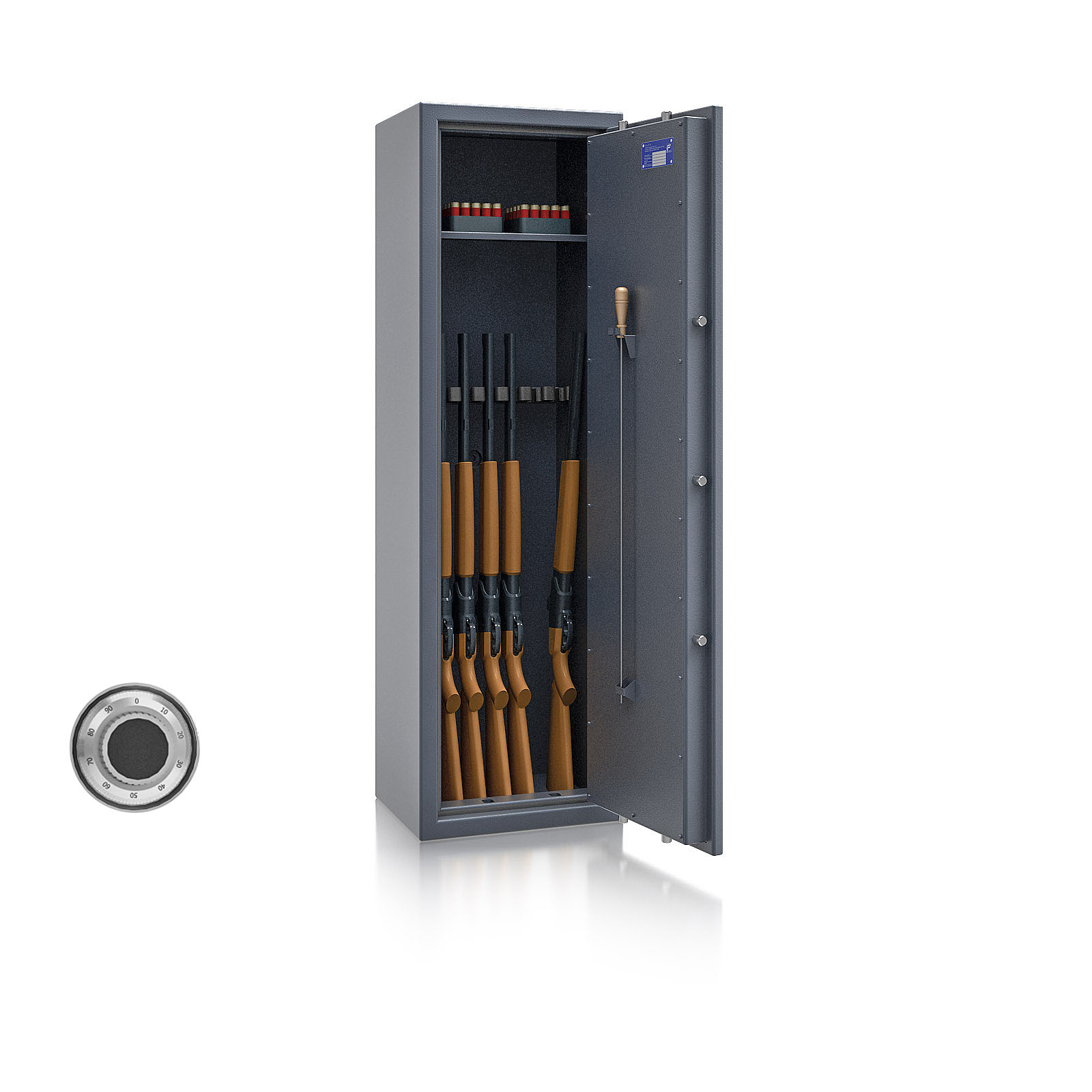 Waffenschrank St. Gallen WF 4 - 1500x450x350 / 150kg 56473 / Klasse I / RAL7024 / mech.ZK / DIN R