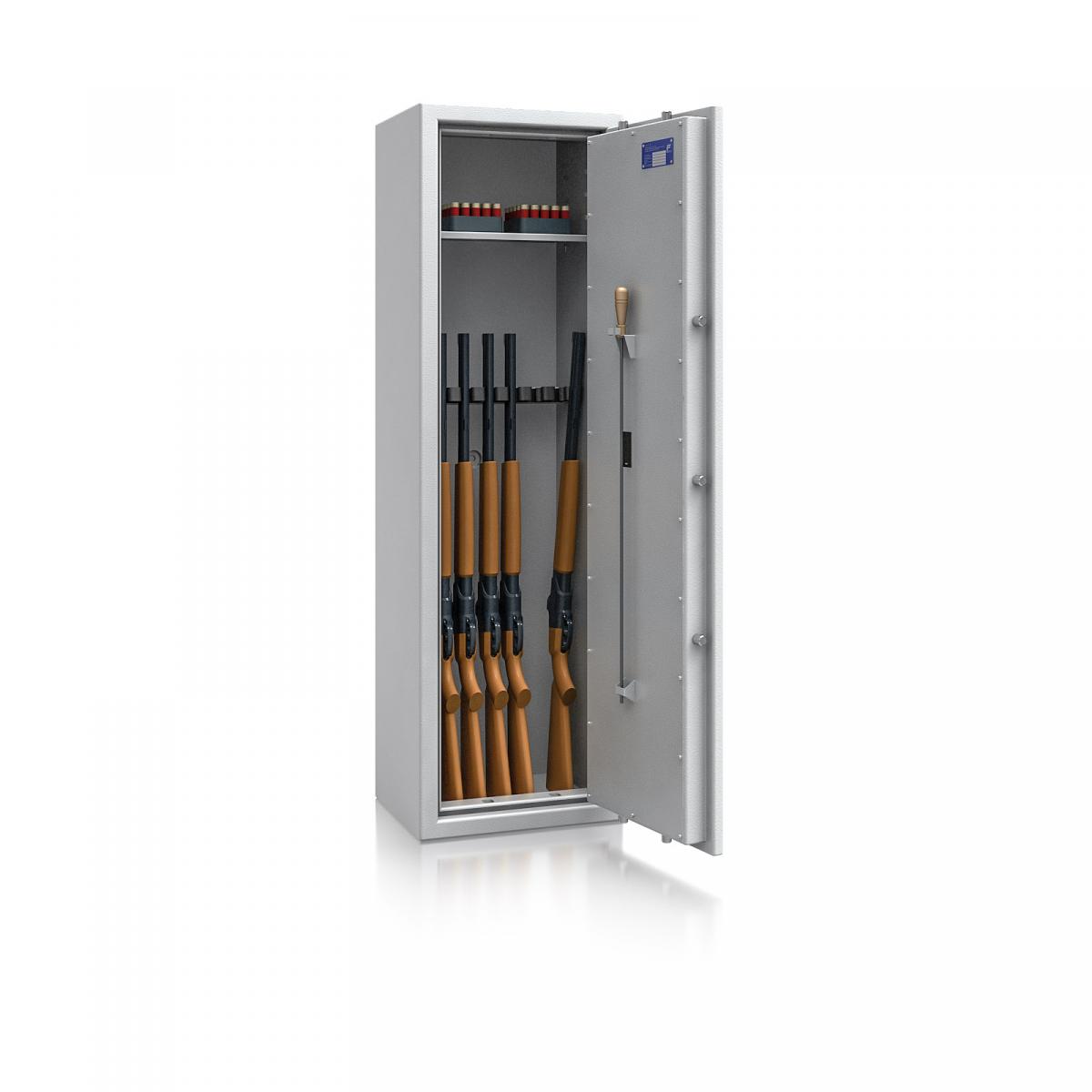 Waffenschrank St. Gallen WF 4 - 1500x450x350 / 150kg 56473 / Klasse I / RAL7035 / Elektr. Basic / DIN R