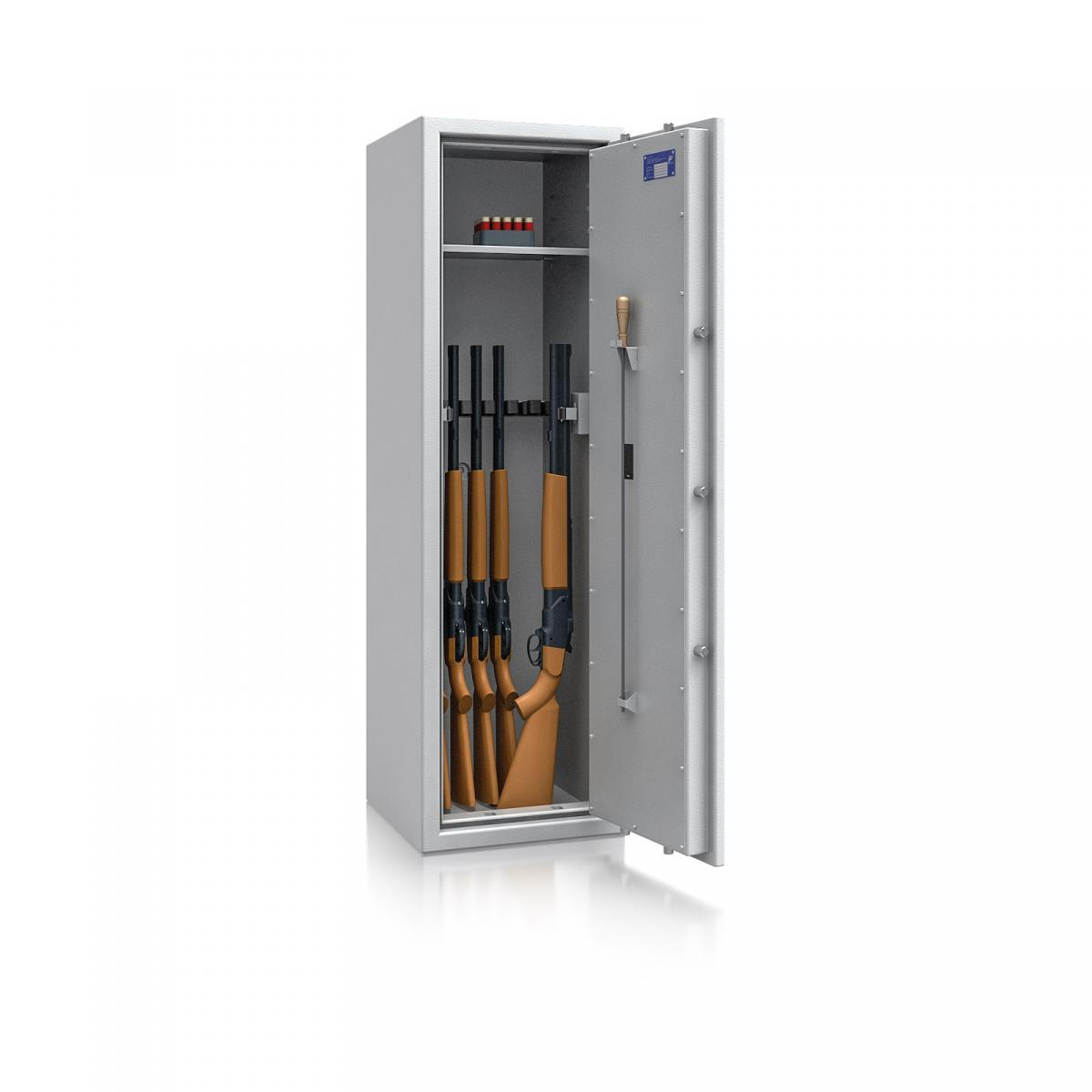Waffenschrank St. Gallen WF 5 - 1500x450x450 / 170kg 56474 / Klasse I / RAL7035 / Elektr. Basic / DIN R