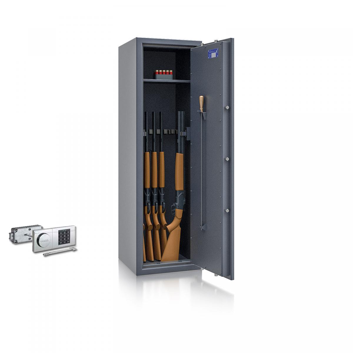 Waffenschrank St. Gallen WF 5 - 1500x450x450 / 170kg 56474 / Klasse I / RAL7024 /  B90 Elektr.+Notschloss / DIN R