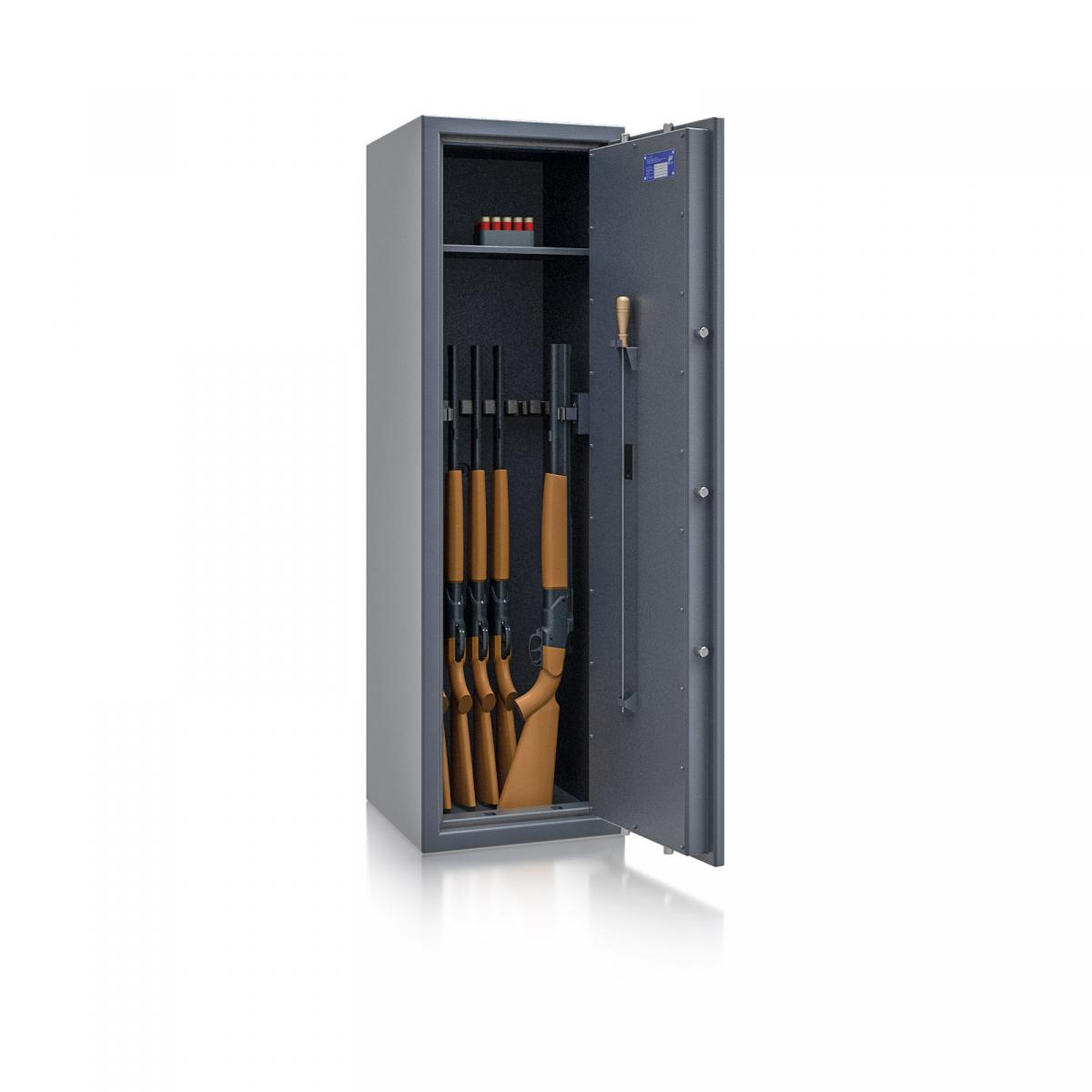 Waffenschrank St. Gallen WF 5 - 1500x450x450 / 170kg 56474 / Klasse I / RAL7024 / Elektr. Basic / DIN R