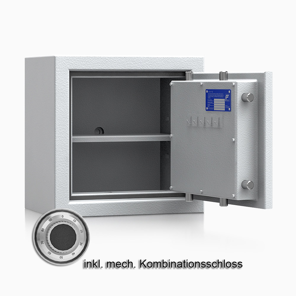 Kurzwaffenschrank - safe4gun 2 - 400x400x270 / 39kg 593101 / Klasse 1 ECB•S / RAL7035 / mech.ZK / DIN R
