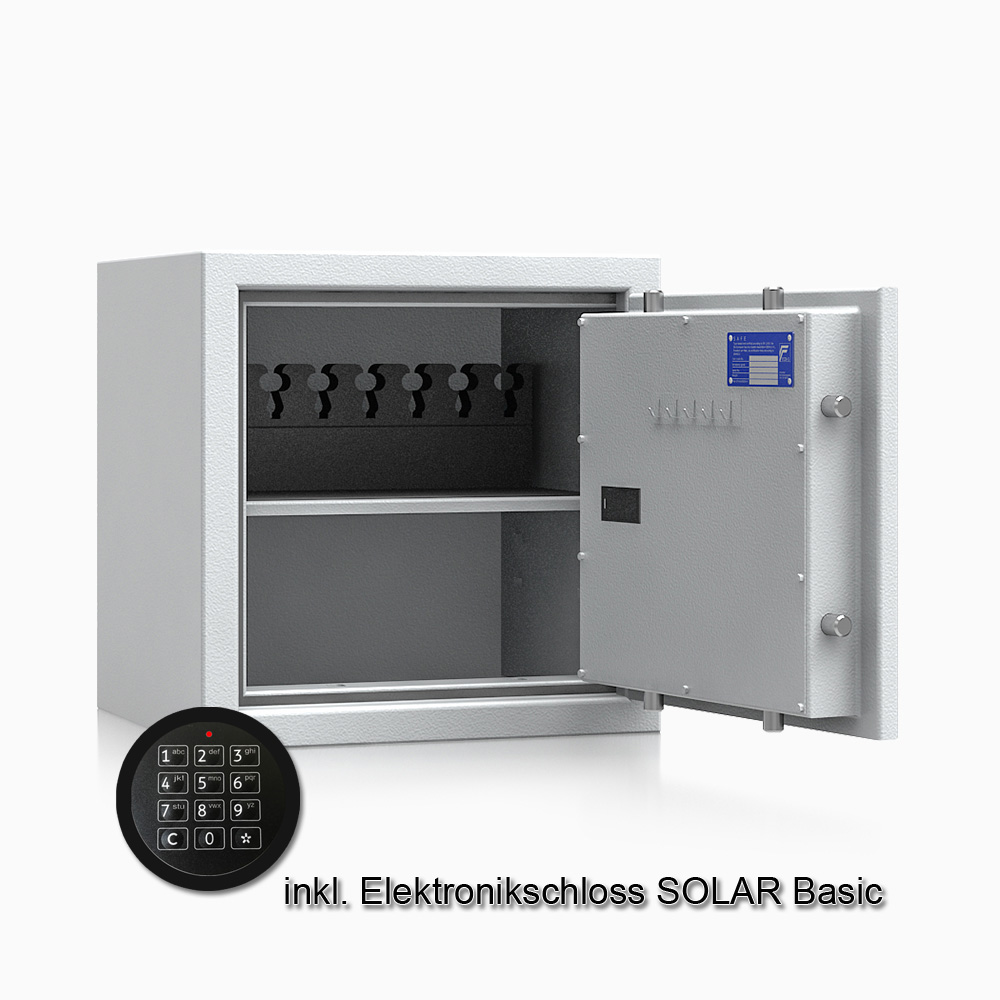 Kurzwaffenschrank - safe4gun 4 - 500x500x420 71kg 593103 / Klasse 1 ECB•S / RAL7035 / Elektr. Basic / DIN R