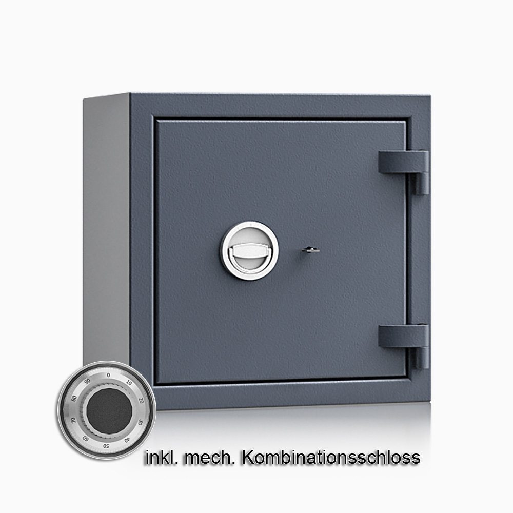 Kurzwaffenschrank - safe4gun 4 - 500x500x420 71kg 593103 / Klasse 1 ECB•S / RAL7024 / mech.ZK / DIN R