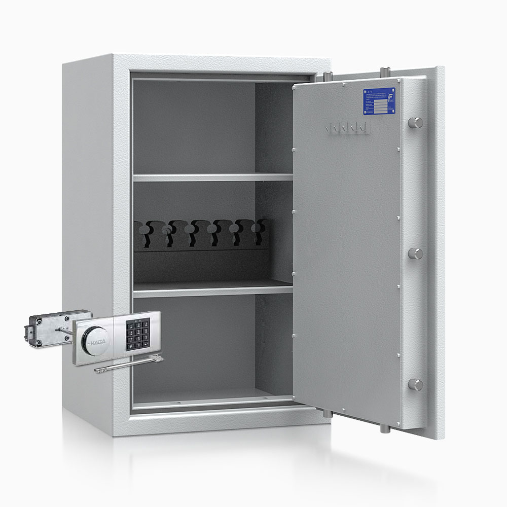 Kurzwaffenschrank - safe4gun 6 - 800x500x420 100kg 593105 / Klasse 1 ECB•S / RAL7035 / B90/Rev. / DIN R