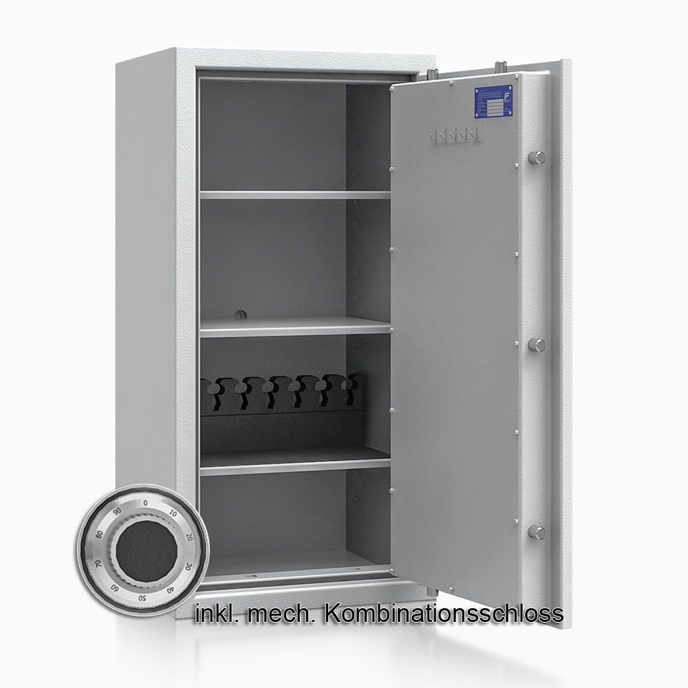 Kurzwaffenschrank - safe4gun 7 - 1000x500x420 120kg 593106 / Klasse 1 ECB•S / RAL7035 / mech.ZK / DIN R