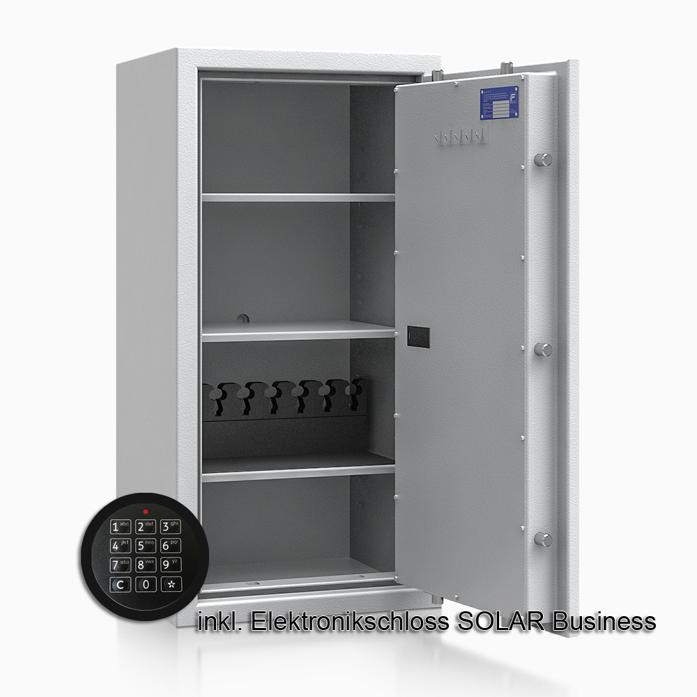 Kurzwaffenschrank - safe4gun 7 - 1000x500x420 120kg 593106 / Klasse 1 ECB•S / RAL7035 / Elektr. Business / DIN R