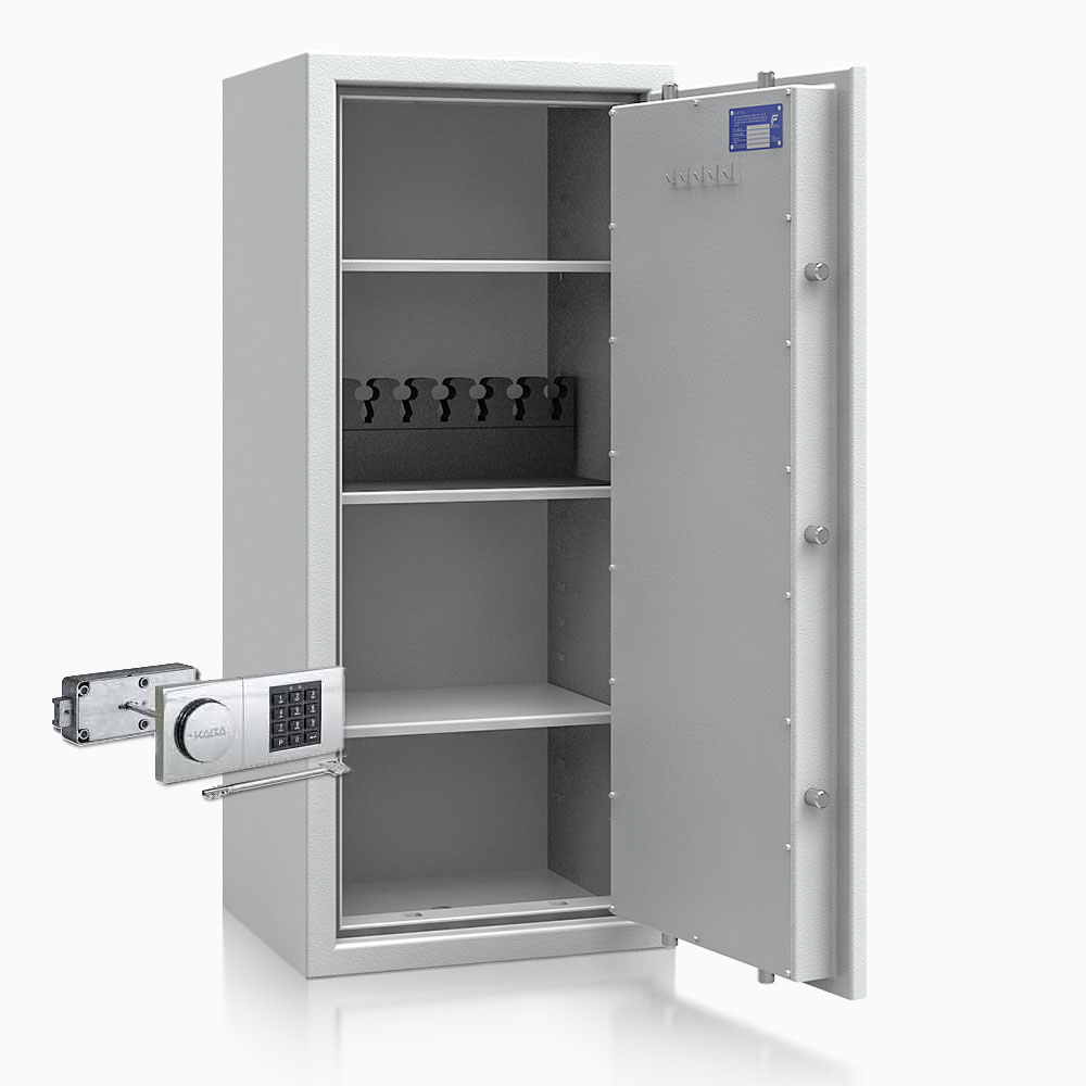Kurzwaffenschrank - safe4gun 8 - 1150x500x420 135kg 593107 / Klasse 1 ECB•S / RAL7035 / B90/Rev. / DIN R