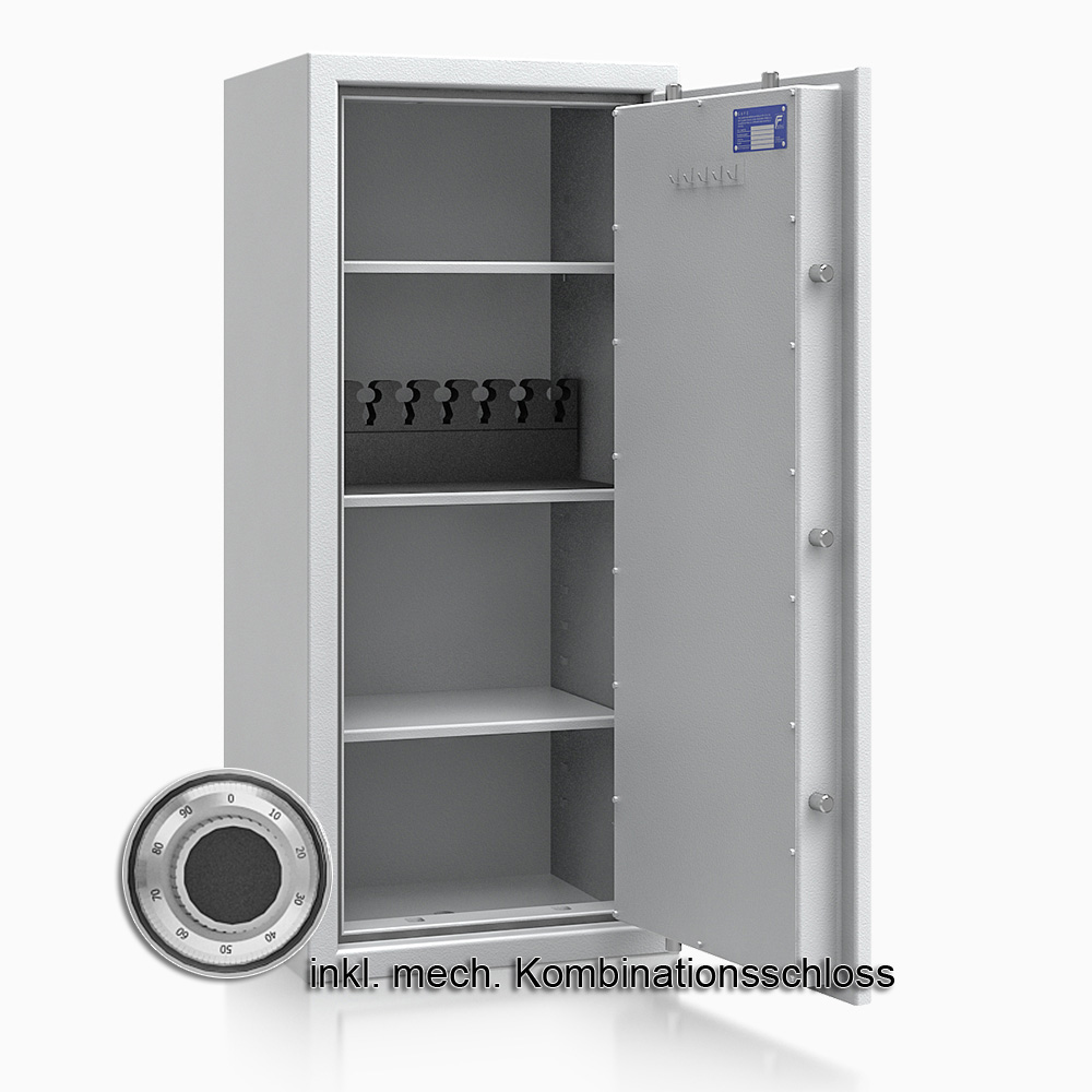 Kurzwaffenschrank - safe4gun 8 - 1150x500x420 135kg 593107 / Klasse 1 ECB•S / RAL7035 / mech.ZK / DIN R