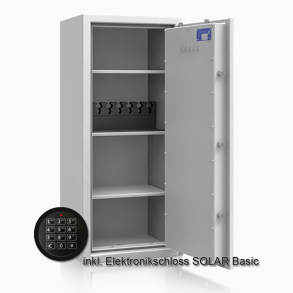 Kurzwaffenschrank - safe4gun 8 - 1150x500x420 135kg 593107 / Klasse 1 ECB•S / RAL7035 / Elektr. Basic / DIN R