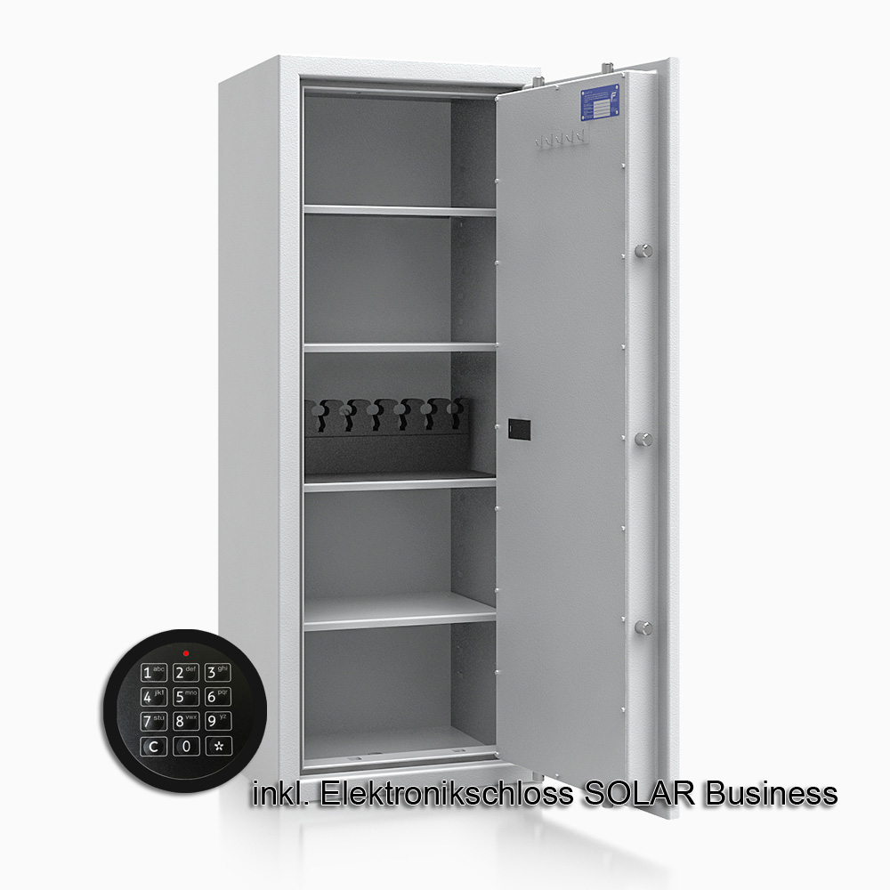 Kurzwaffenschrank - safe4gun 9 - 1300x500x420 150kg 593108 / Klasse 1 ECB•S / RAL7035 / Elektr. Business / DIN R