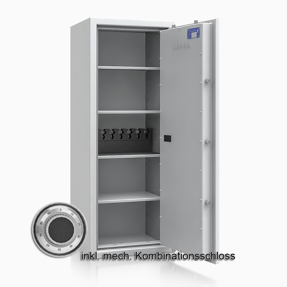 Kurzwaffenschrank - safe4gun 9 - 1300x500x420 150kg 593108 / Klasse 1 ECB•S / RAL7035 / mech.ZK / DIN R