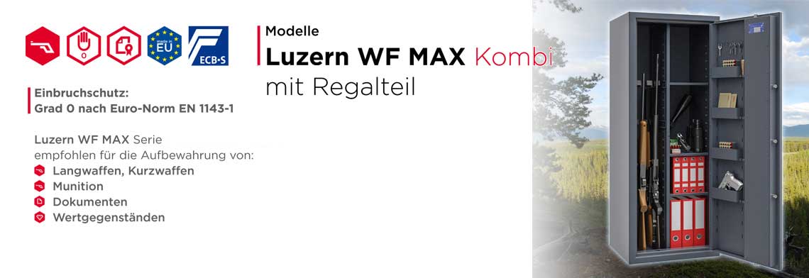 Waffenschrank Luzern WF MAX KOMBI  Klasse 0 nach EN 1143-1 ECB•S - mit Trennwand