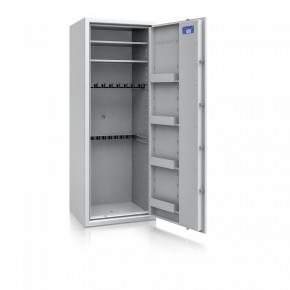 Waffenschrank Luzern WF MAX 3 - 1600x600x500 / 220kg 55633 / Klasse 0 / RAL7035 / PRIMOR 3000 Elektronik / DIN R / ohne Trennw.