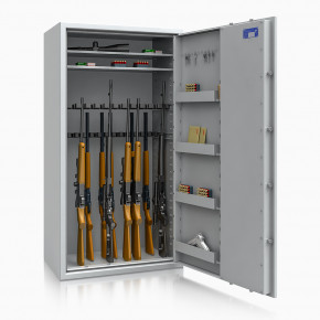 Waffenschrank Luzern WF MAX 5 - 1600x850x500 / 280kg 55636 / Klasse 0 / RAL7035 / DIN R / ohne Trennw.