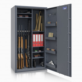 Waffenschrank Luzern WF MAX Kombi 4 - 1600x850x500 / 293kg 55636 / Klasse 0 / RAL7024 / Schlüssel / DIN R / mit Trennw.